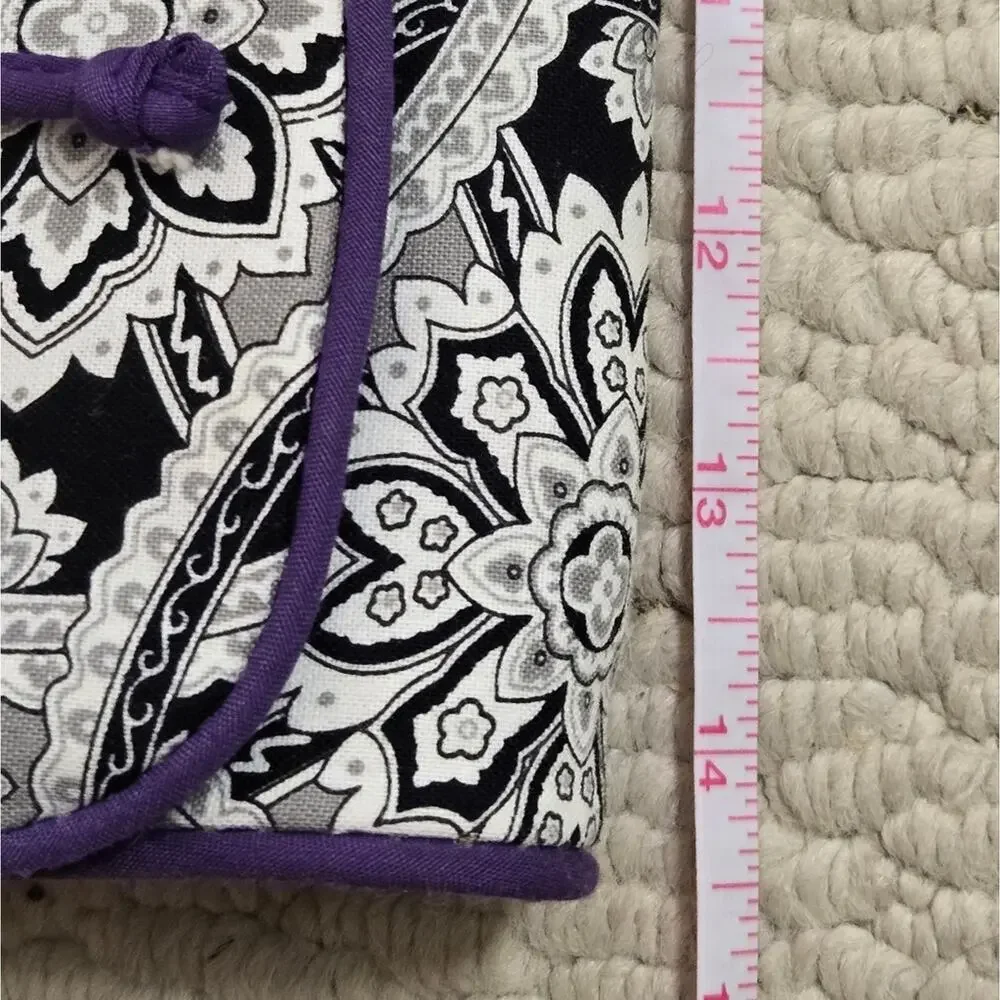 Travel Jewelry Organizer Black White & Purple w/ Multiple Zippered Compartments